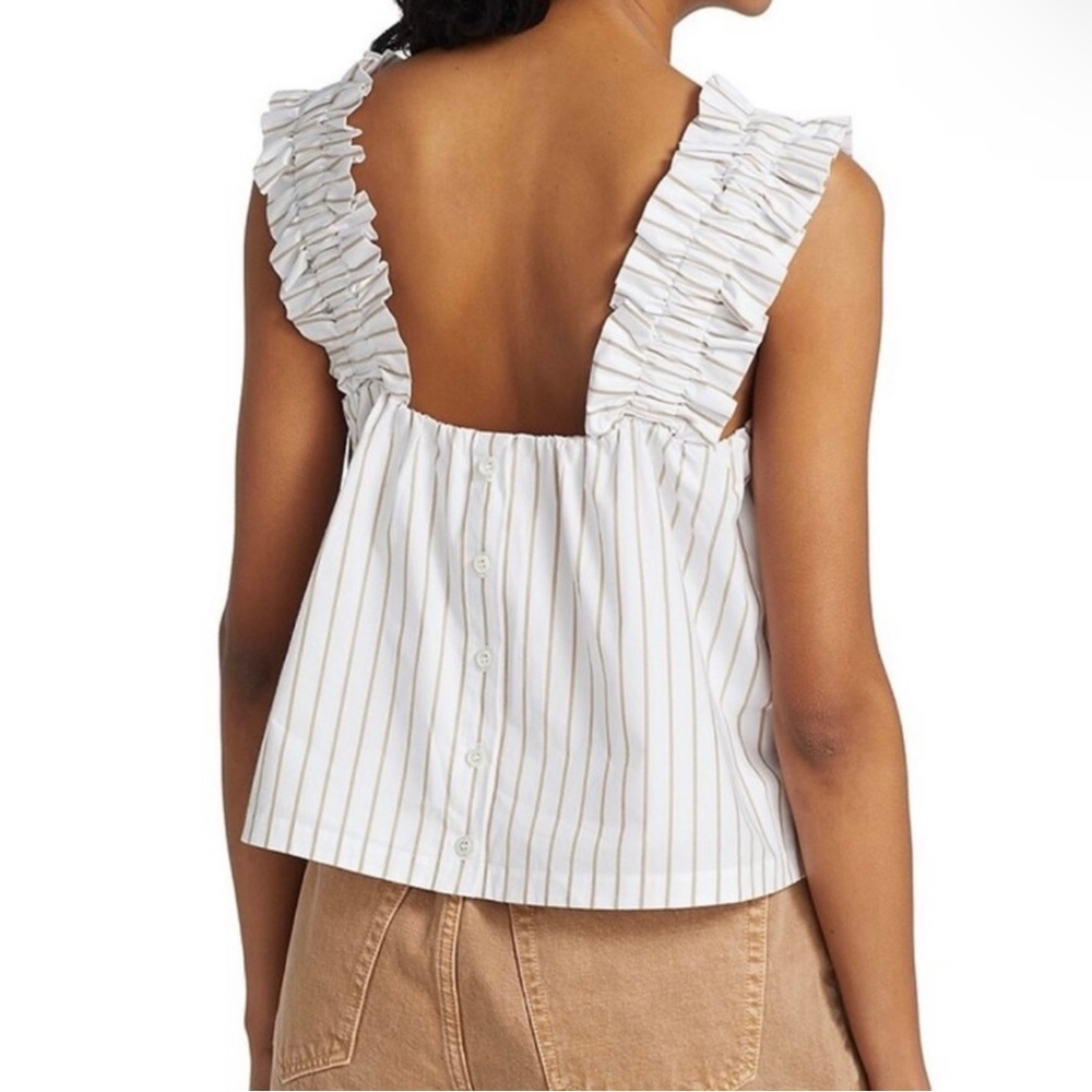 FRAME STRIPED RUFFLE STRAP COTTON TOP - Picture 8 of 11